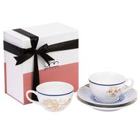 Gift Box Of 2 Kunooz Porcelain Tea Cups and Saucers, small